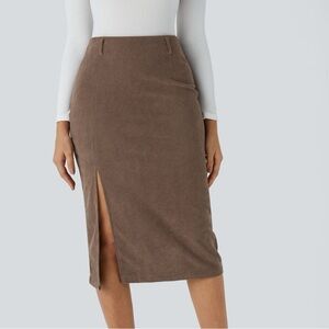 NWT Halara High Waisted Split Hem Corduroy Skirt Size M